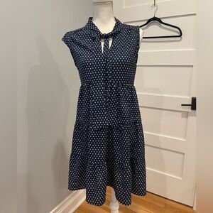 Monteau Blue and White Square Pattern dress Size M